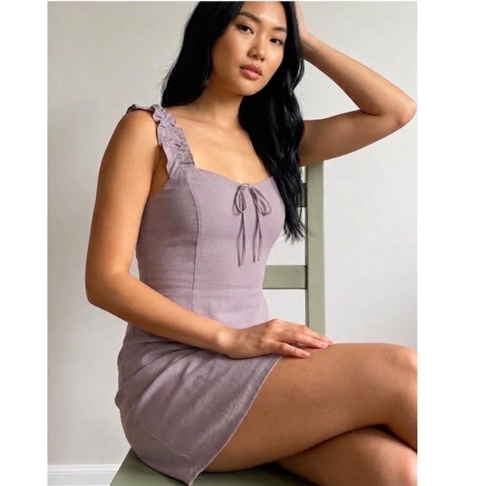 Aritzia Sunday Best Flirt Ruffle Dress Hazy Lilac Purple Coquette Romantic 2 NWT